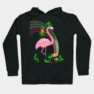 Funny St. Paddy's Flamingo with Leprechaun St. Patrick's Day Hoodie